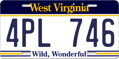 WV license plate 4PL746