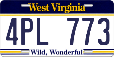 WV license plate 4PL773