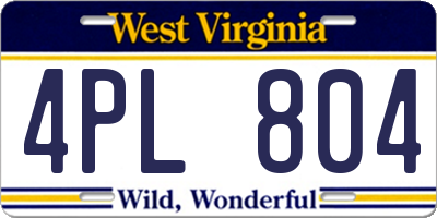WV license plate 4PL804
