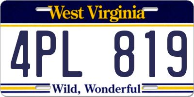 WV license plate 4PL819