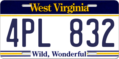 WV license plate 4PL832