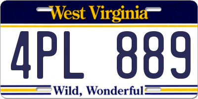 WV license plate 4PL889