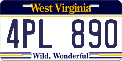 WV license plate 4PL890
