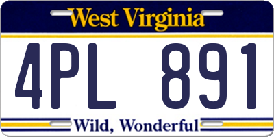 WV license plate 4PL891