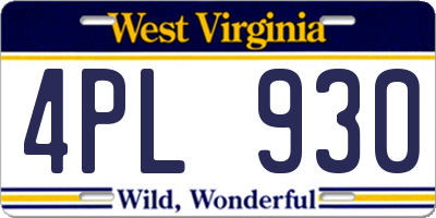 WV license plate 4PL930