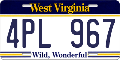 WV license plate 4PL967
