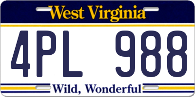 WV license plate 4PL988