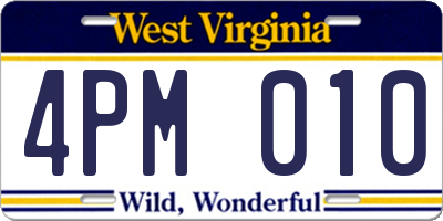 WV license plate 4PM010