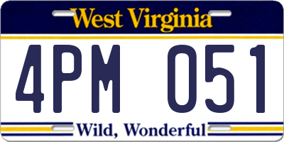 WV license plate 4PM051