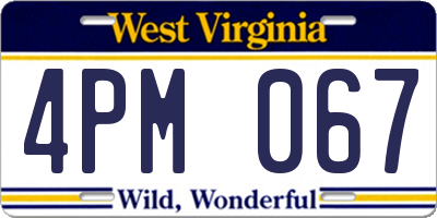 WV license plate 4PM067