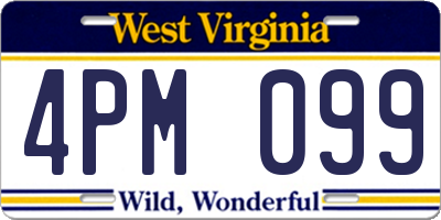 WV license plate 4PM099