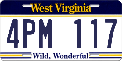 WV license plate 4PM117