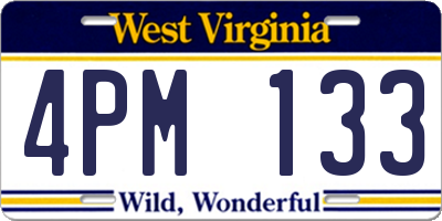WV license plate 4PM133