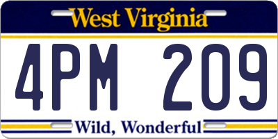 WV license plate 4PM209