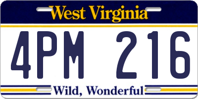 WV license plate 4PM216