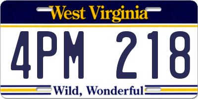 WV license plate 4PM218