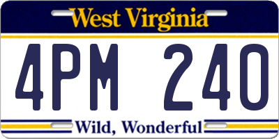 WV license plate 4PM240
