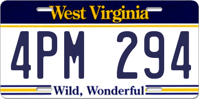 WV license plate 4PM294