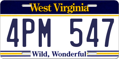 WV license plate 4PM547