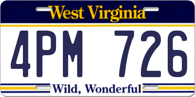 WV license plate 4PM726