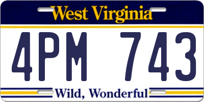 WV license plate 4PM743