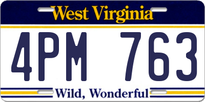 WV license plate 4PM763