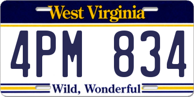 WV license plate 4PM834