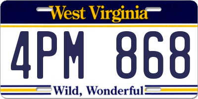 WV license plate 4PM868