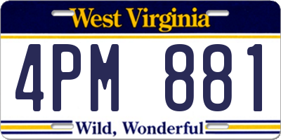 WV license plate 4PM881