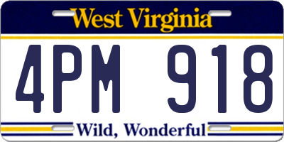 WV license plate 4PM918