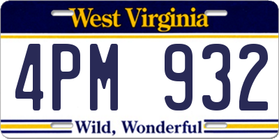 WV license plate 4PM932