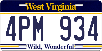 WV license plate 4PM934