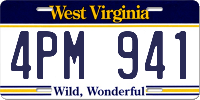 WV license plate 4PM941