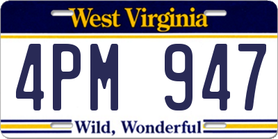 WV license plate 4PM947