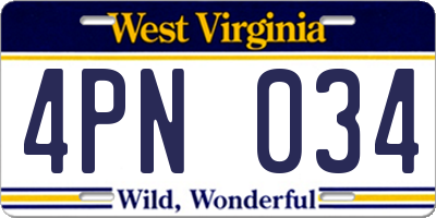 WV license plate 4PN034