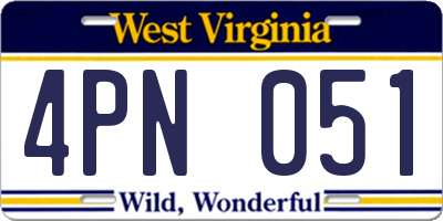 WV license plate 4PN051
