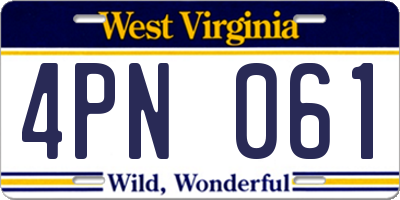 WV license plate 4PN061