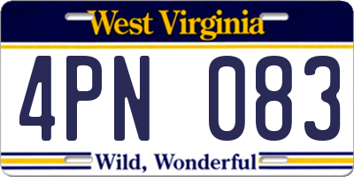 WV license plate 4PN083