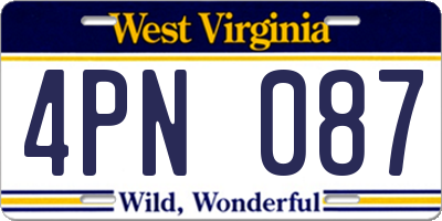 WV license plate 4PN087