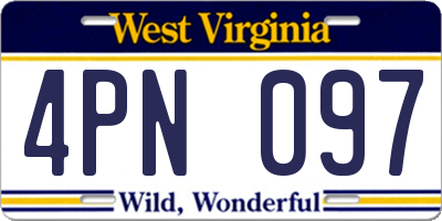 WV license plate 4PN097
