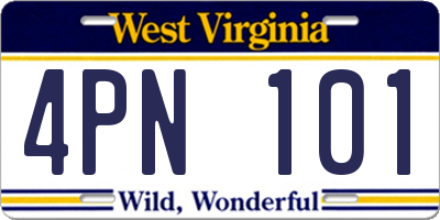 WV license plate 4PN101