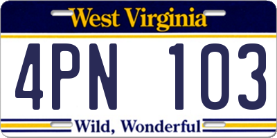 WV license plate 4PN103