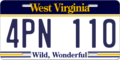 WV license plate 4PN110