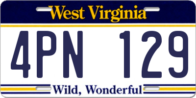 WV license plate 4PN129