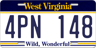 WV license plate 4PN148