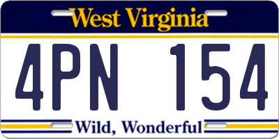 WV license plate 4PN154