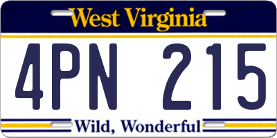 WV license plate 4PN215