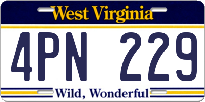 WV license plate 4PN229