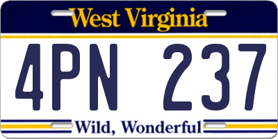 WV license plate 4PN237