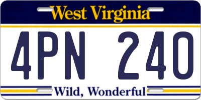 WV license plate 4PN240